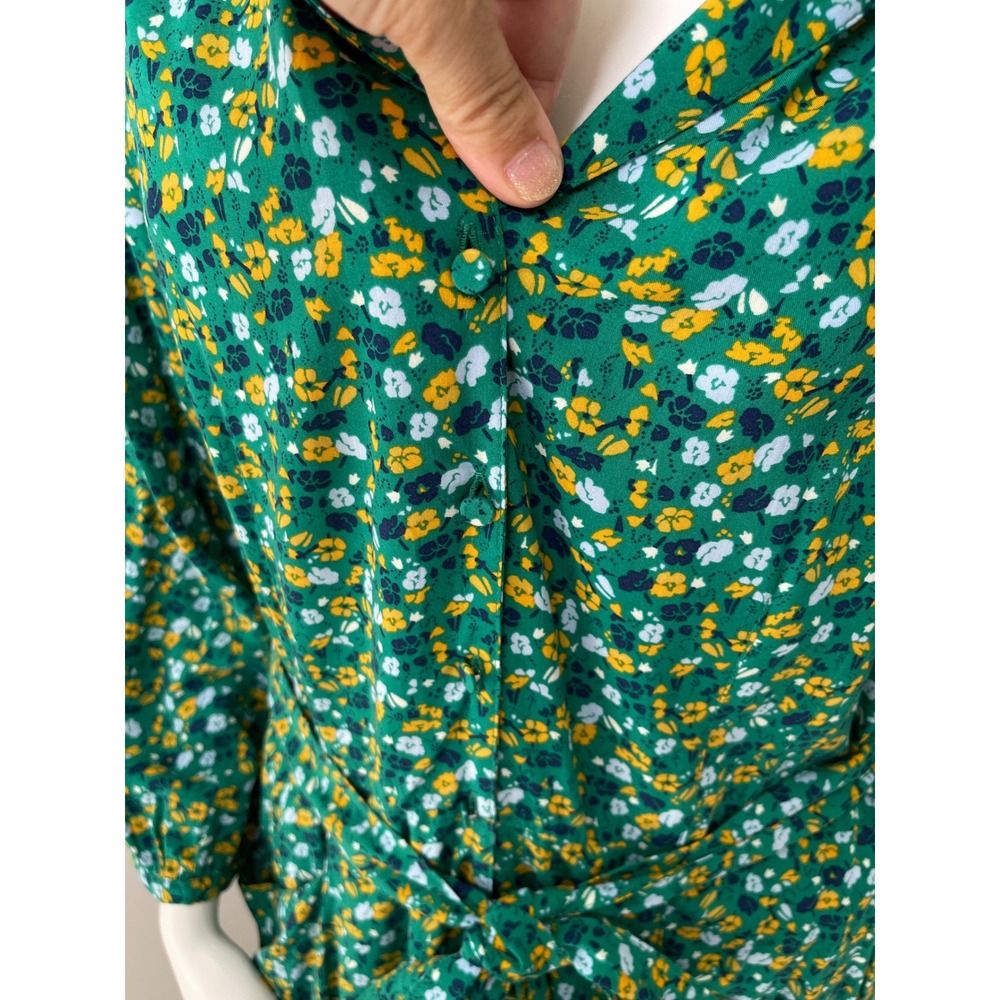 Talbots Ditsy Floral Midi Shirt Dress Long Sleeve Belted Pockets 12 Cottage - Picture 8 of 12